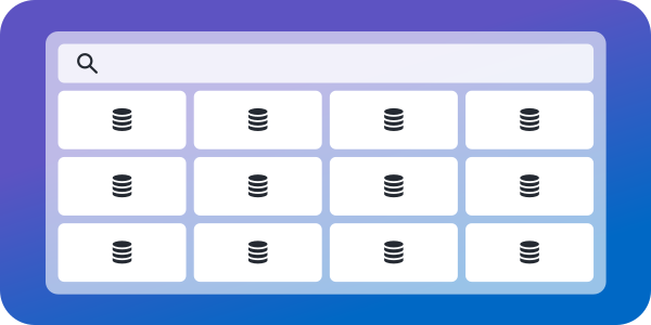Portal de dados com grid de datasets e barra de pesquisa